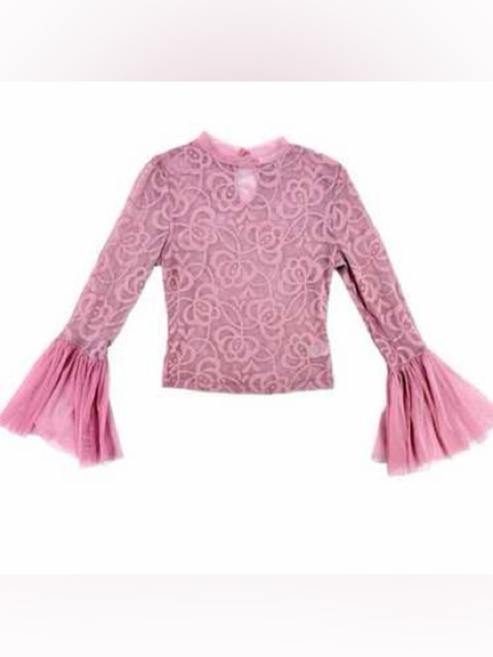 Haute Monde Pink Sheer Bell Sleeve Top